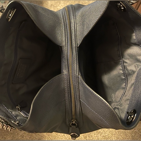 Coach Edie Dark Navy Blue Leather Turnlock Shoulder Bag - Picture 6 of 8